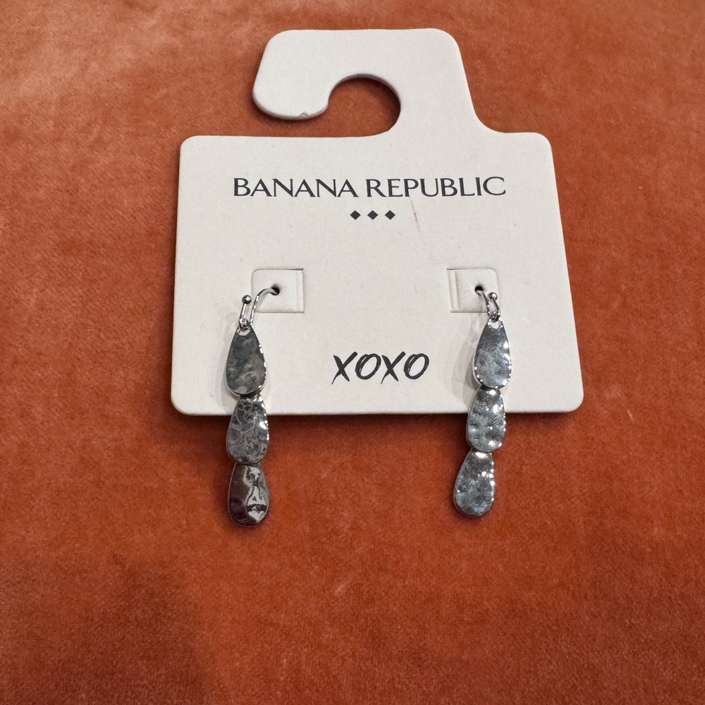 Banana Republic Silver Drop Earrings with Twisted Design